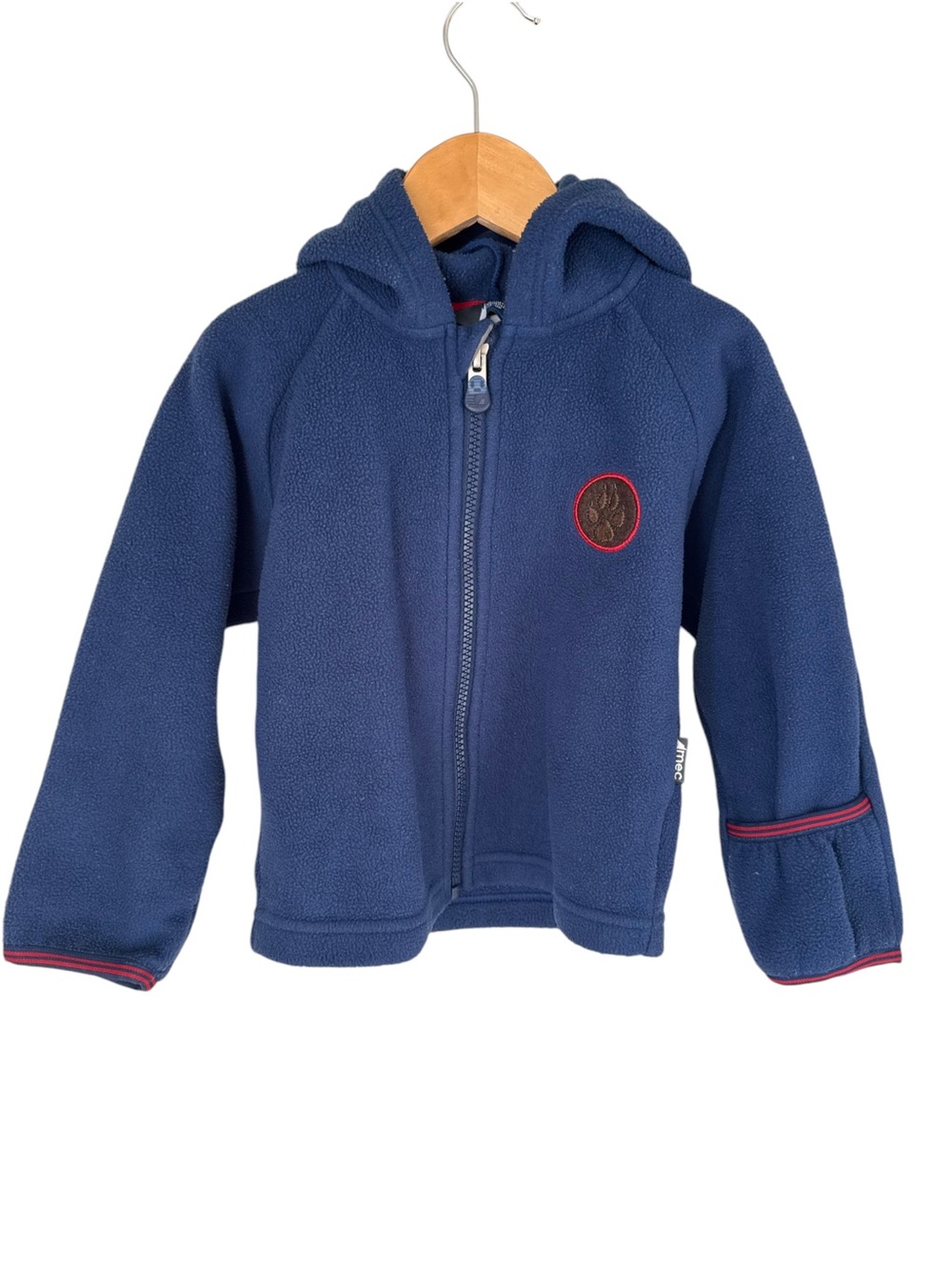MEC Kids Navy Blue Hooded Fleece Jacket with Red Trim